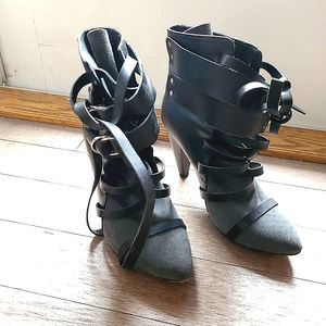 Black & gray suede boots